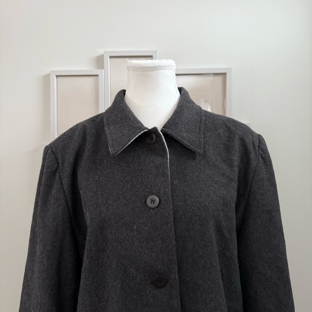 Simons | vintage women's petite small-med Charcoal blazer jacket wool blend - Picture 2 of 6